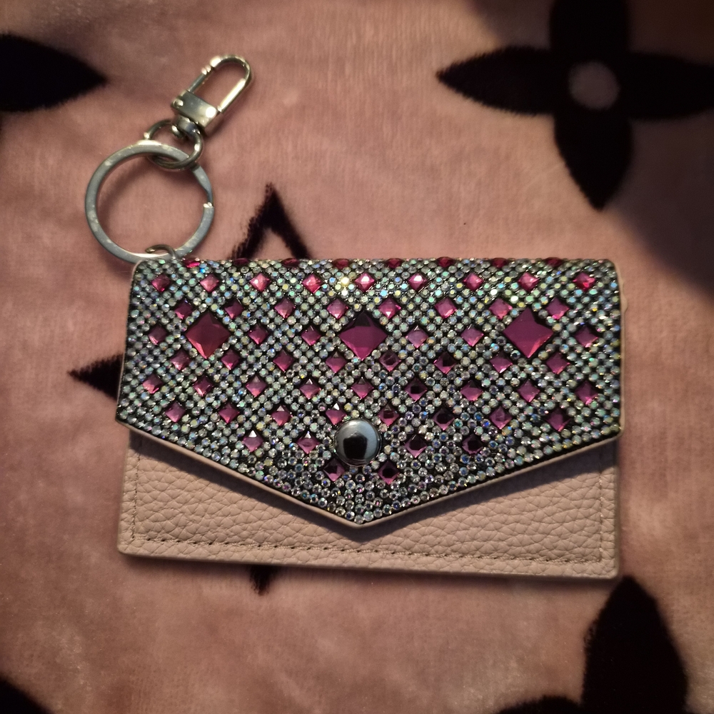 Pink and Silver Studded Keychain Wallet